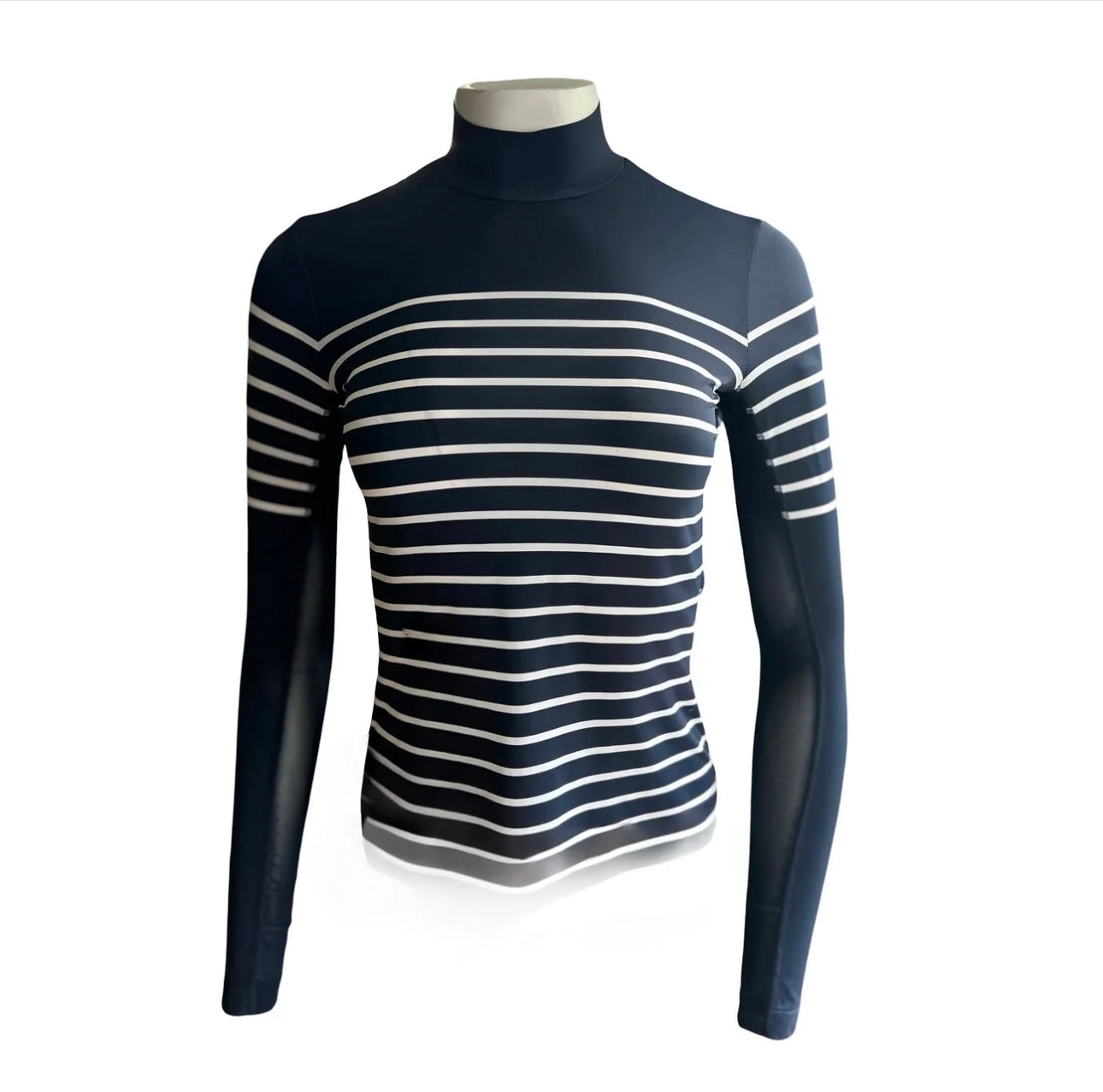 70 degrees French stripe mock neck