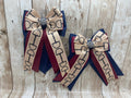 Horse Show Bows - Tan Bits with Maroon and Navy